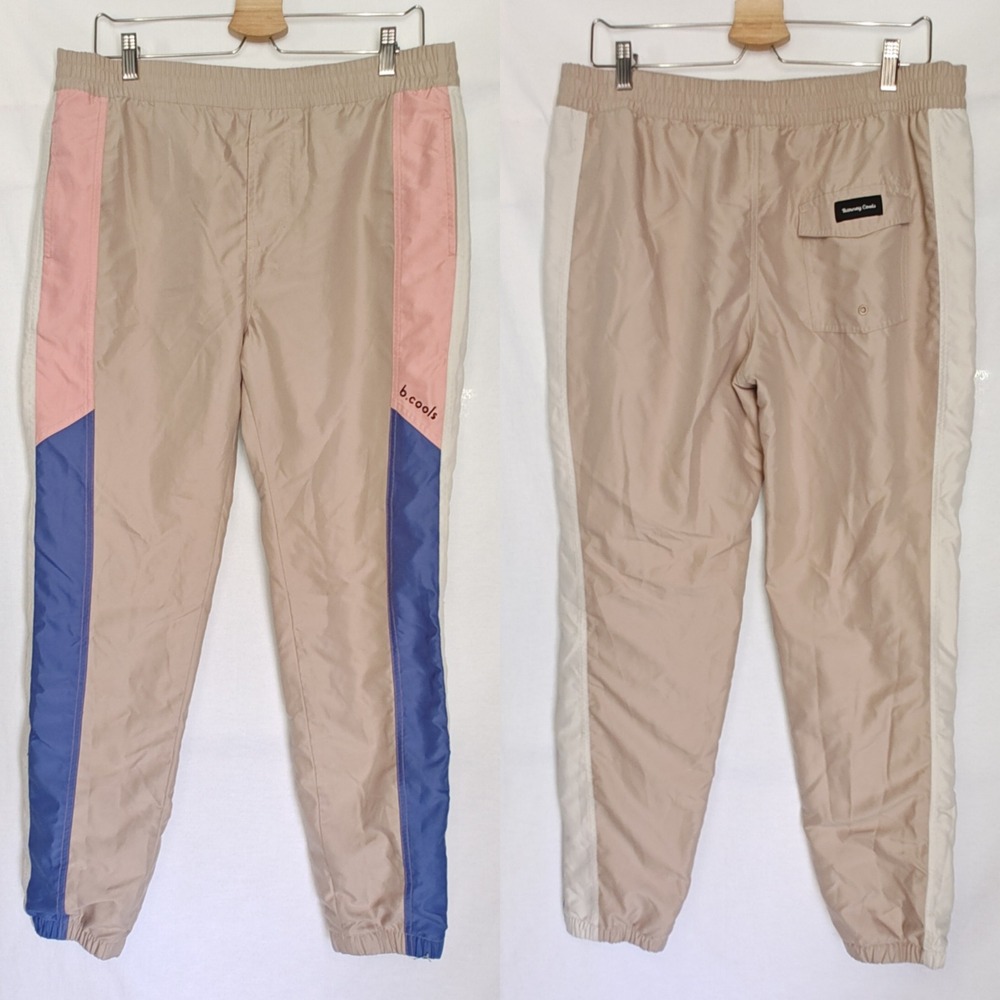 Barney Cools B.quick Sport Track Pants Color Block Joggers Bone Pink Beige 30‎